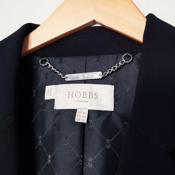 Hobbs London Single Breasted Two Button Darted Pintuck Pleats Blazer Jacket 10 - Picture 5 of 16